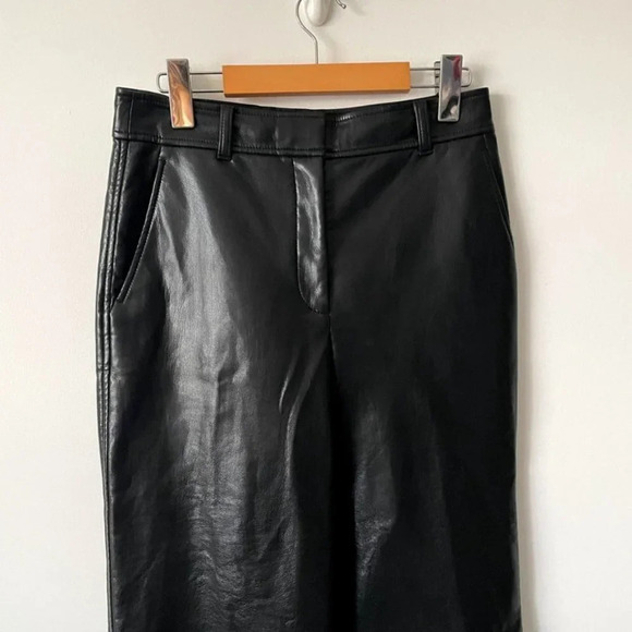 Aritzia Babaton Command High Waisted Vegan Leather Pants Black Size 4 - Picture 3 of 6